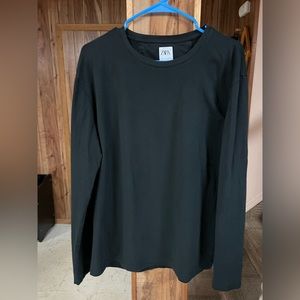 Zara Men's Premium LONG SLEEVE Black Sz. XL Stretch Cotton SLIM T-SHIRT